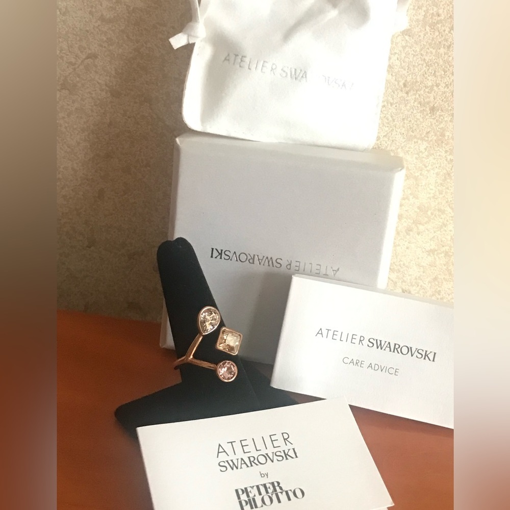 Atelier Swarovski by Peter Pilotto ring with crystals in rose gold setting. NWT
